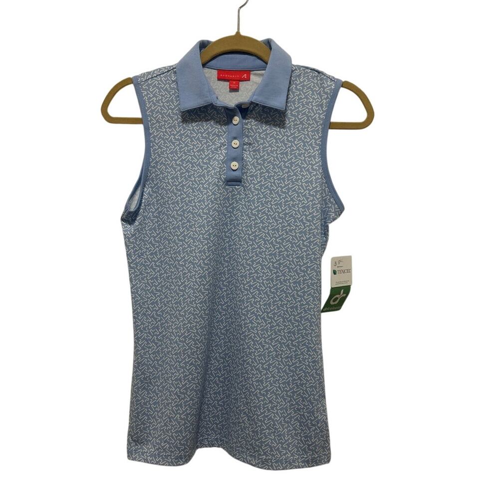 Redvanly Women's Light Blue White Pattern Drirealese Golf Shirt Small NWT